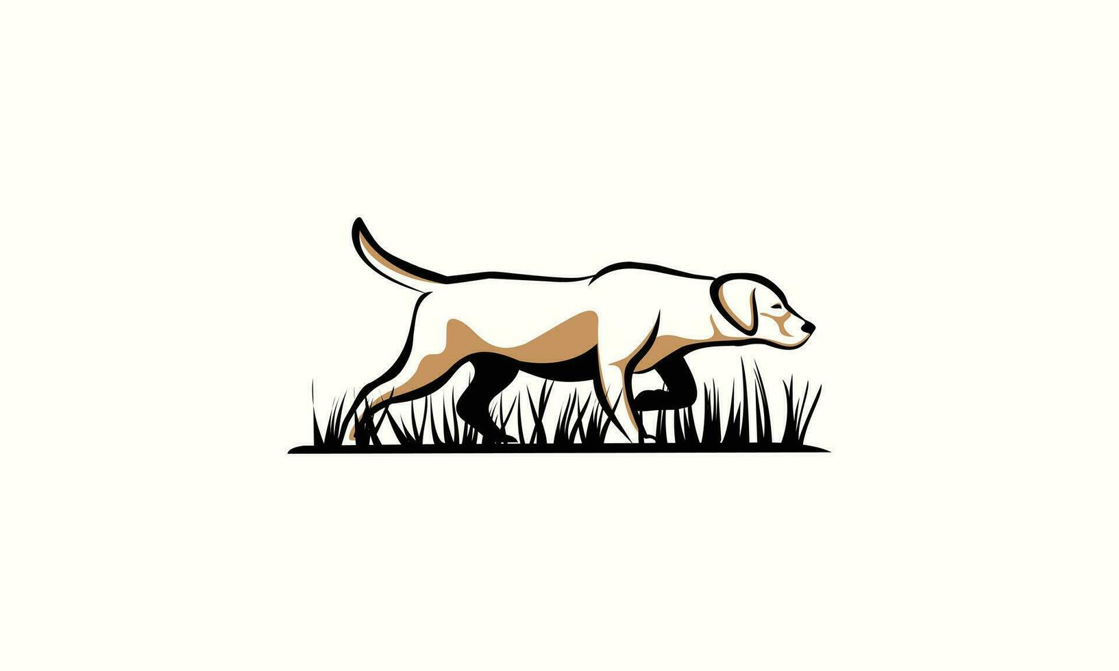 silhouette Labrador et herbe logo modèle vecteur