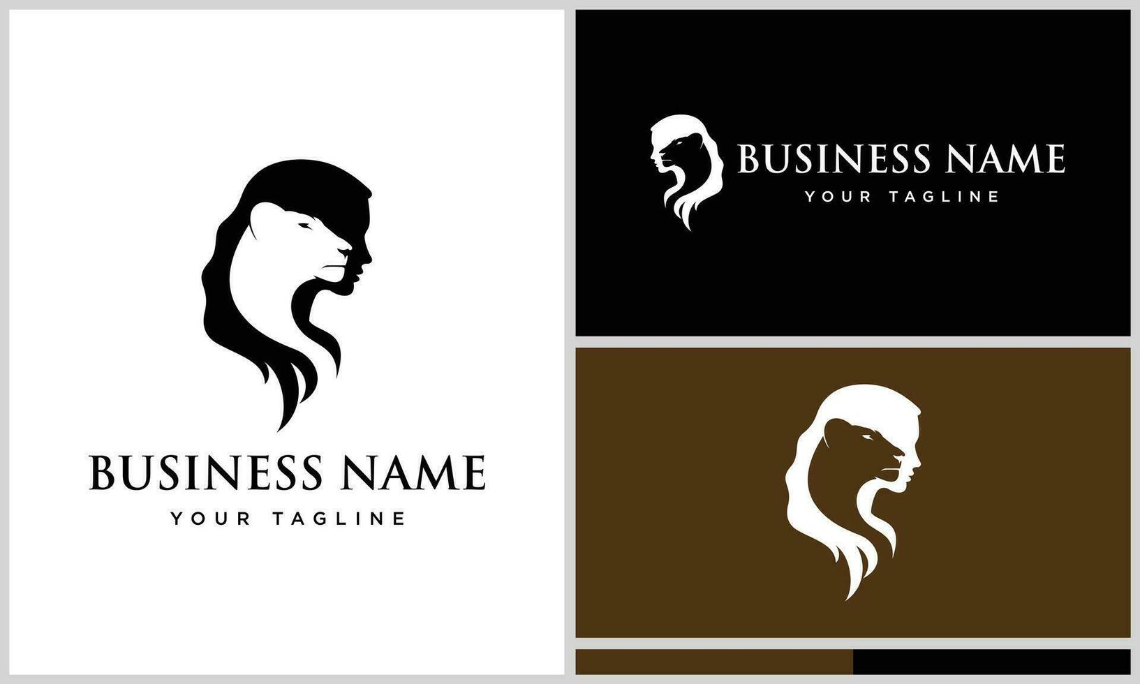 ligne art lionne logo conception vecteur
