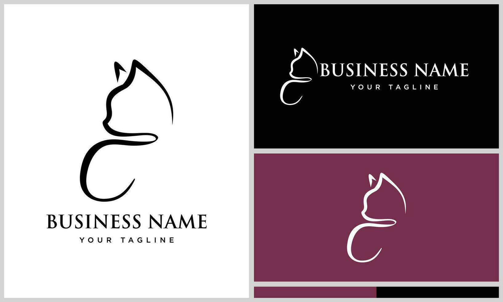 ligne art chat initiale logo vecteur
