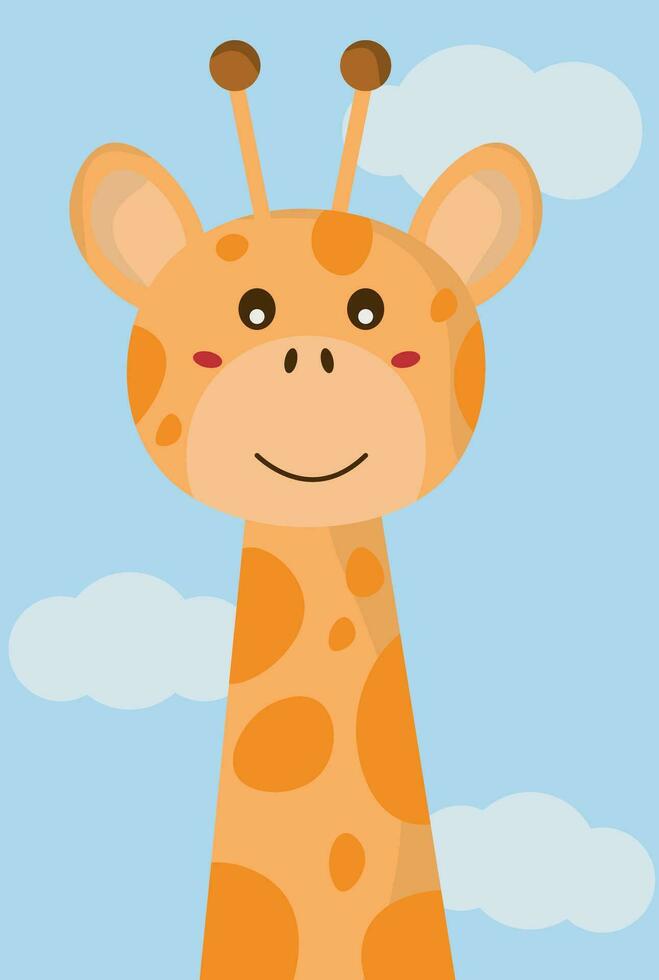 une dessin animé girafe avec une bleu ciel Contexte vecteur