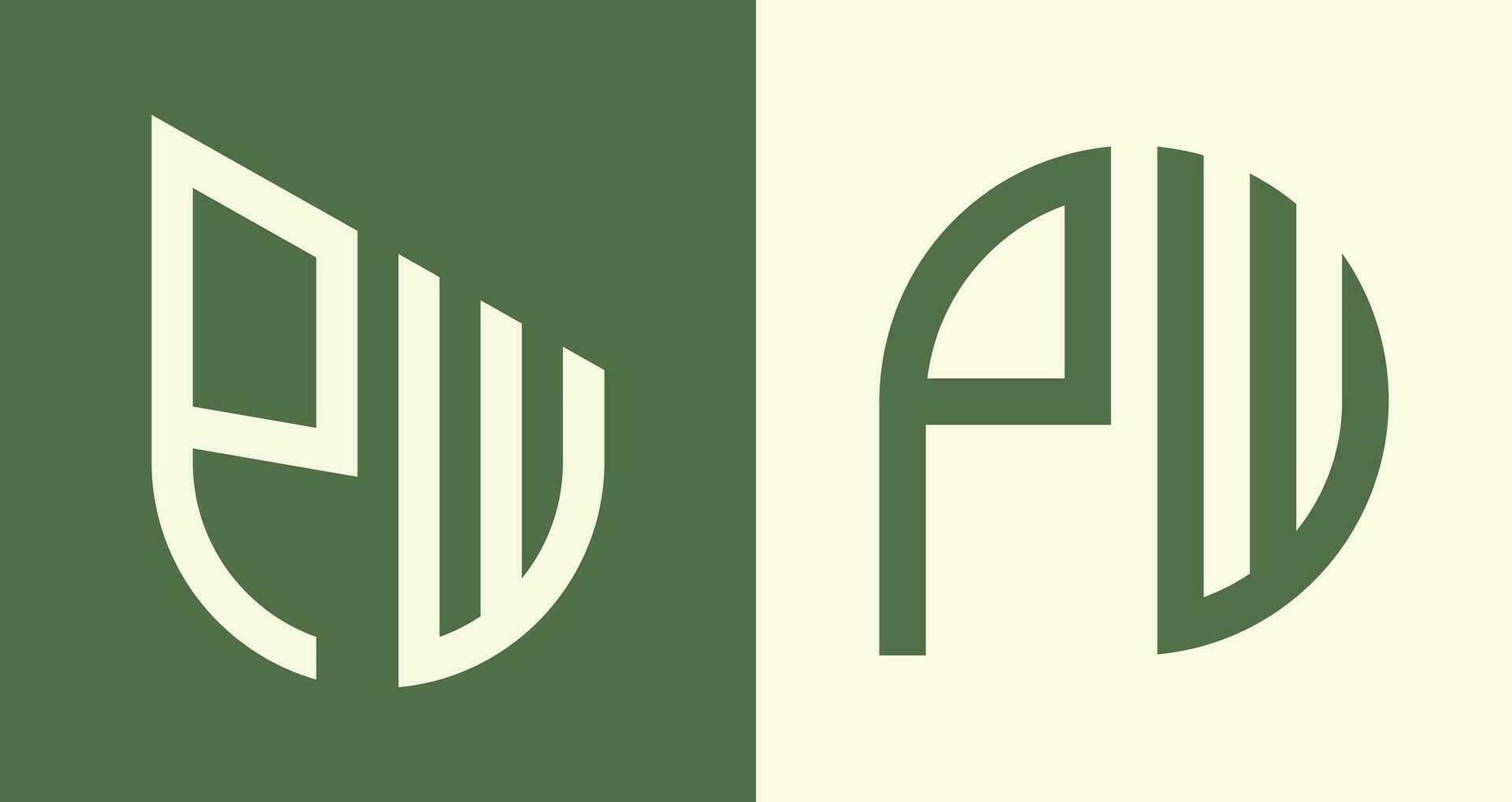 Créatif Facile initiale des lettres pw logo dessins empaqueter. vecteur