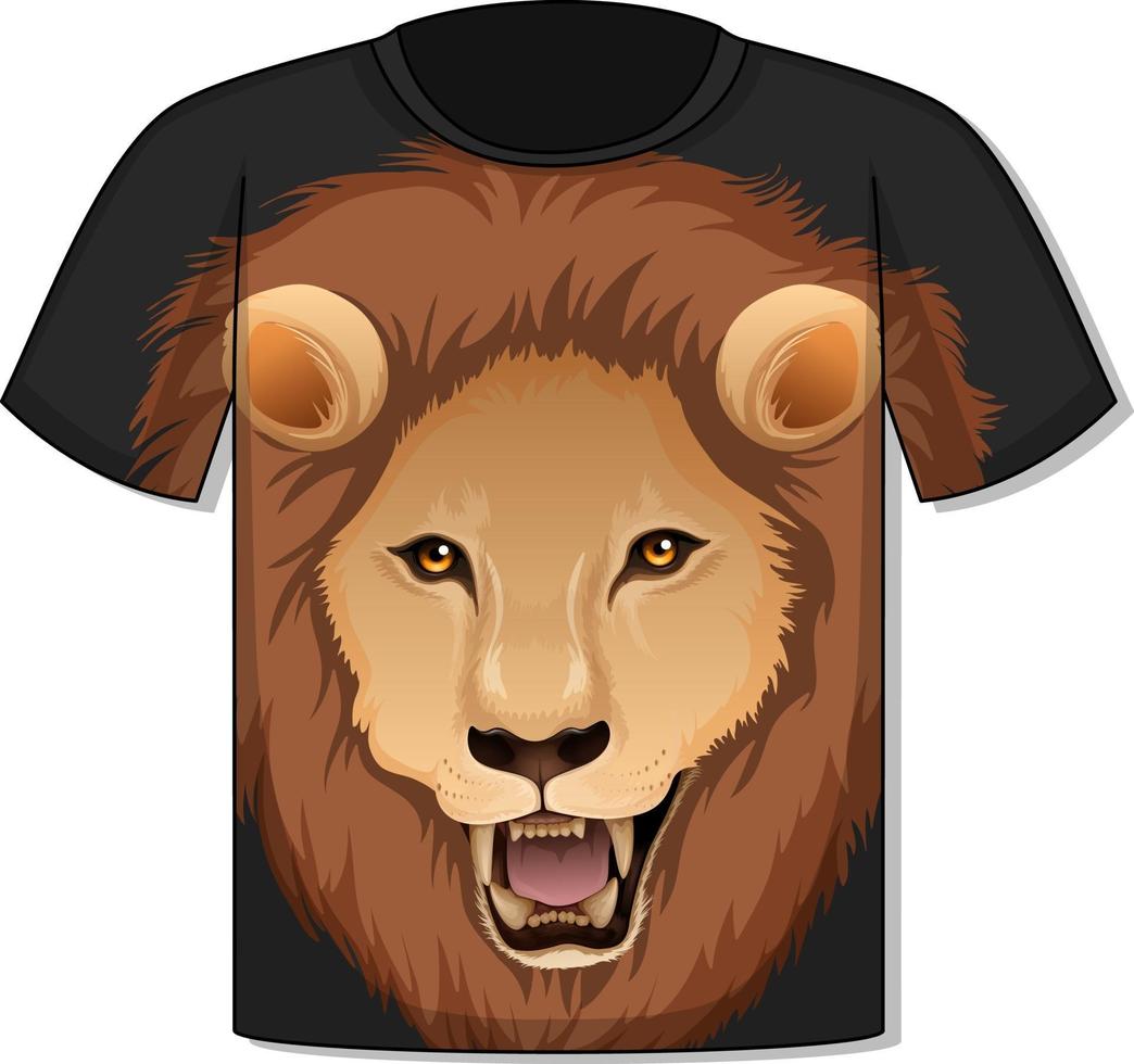 devant du t-shirt avec modèle de visage de lion vecteur