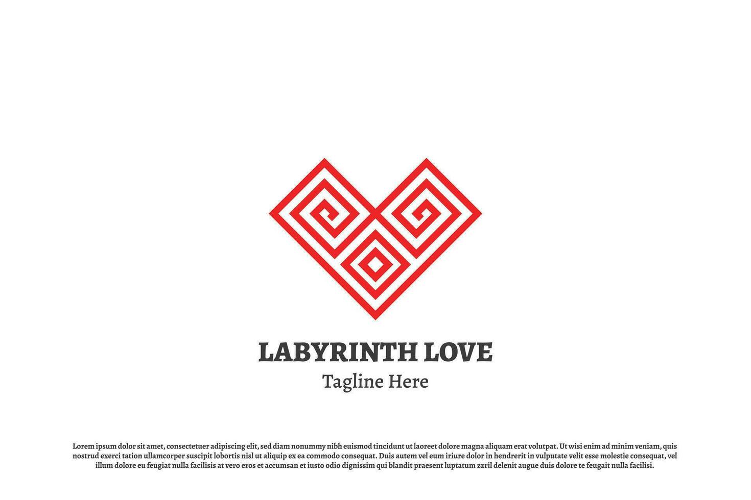 l'amour Labyrinthe logo conception illustration. plat silhouettes de cœurs l'amour affection labyrinthe bâtiments. Créatif concept abstrait Facile minimaliste masculin sérieux géométrique moderne féminin linéaire. vecteur