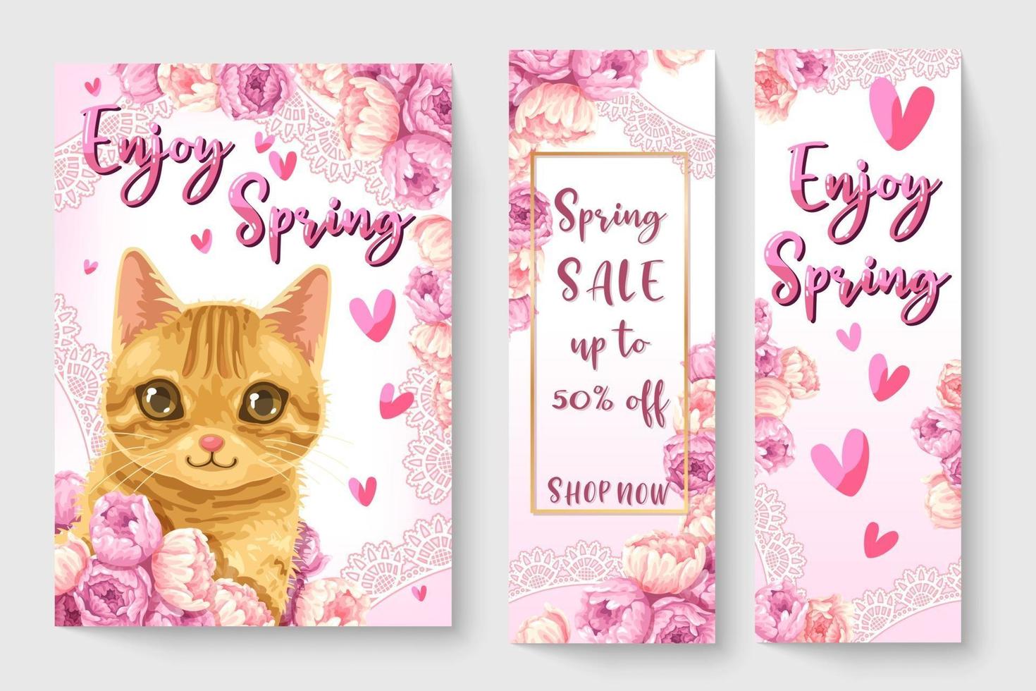 mignon petit chat avec des fleurs dans l'illustration du thème du printemps pour les œuvres d'art de la mode pour enfants, les livres pour enfants, les estampes, le graphique de t-shirt. vecteur