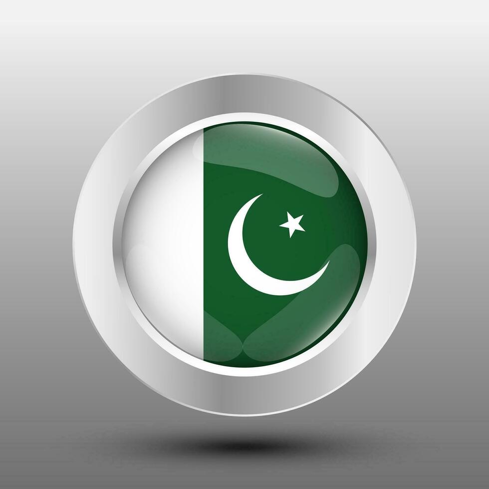 Pakistan rond drapeau métal bouton Contexte vecteur