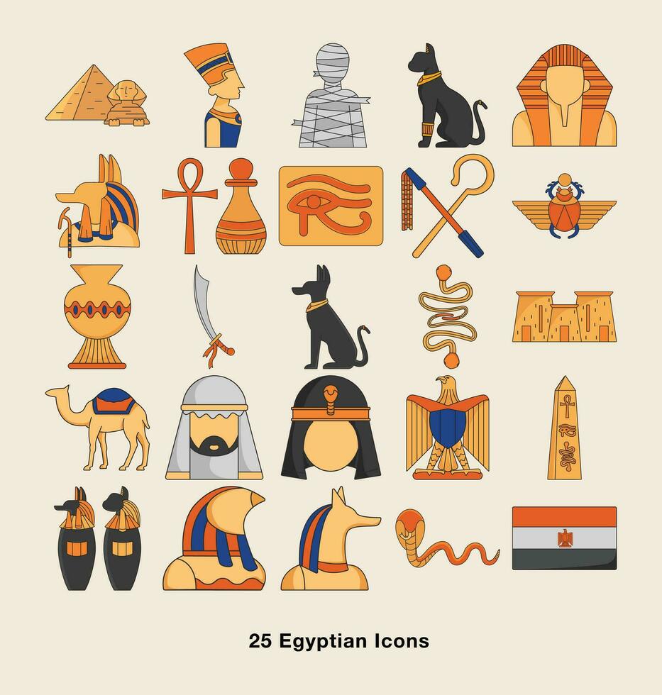 ancien Egypte culture Icônes ensemble vecteur
