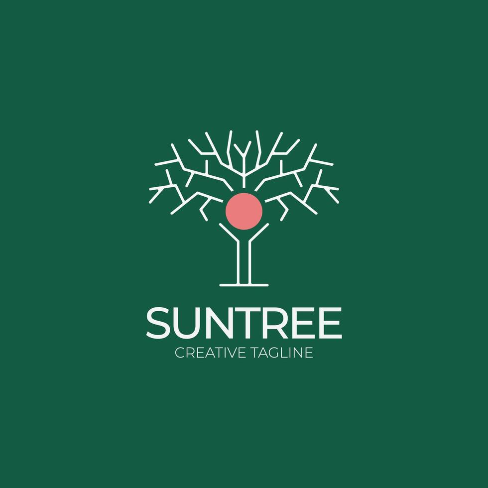 Soleil arbre logo et icône vecteur