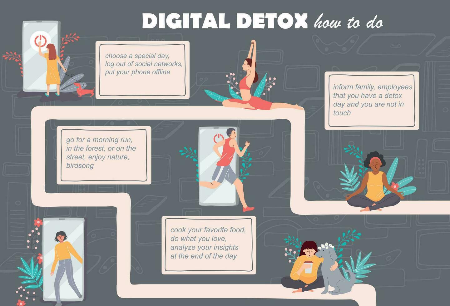 numérique désintoxication infographie vecteur