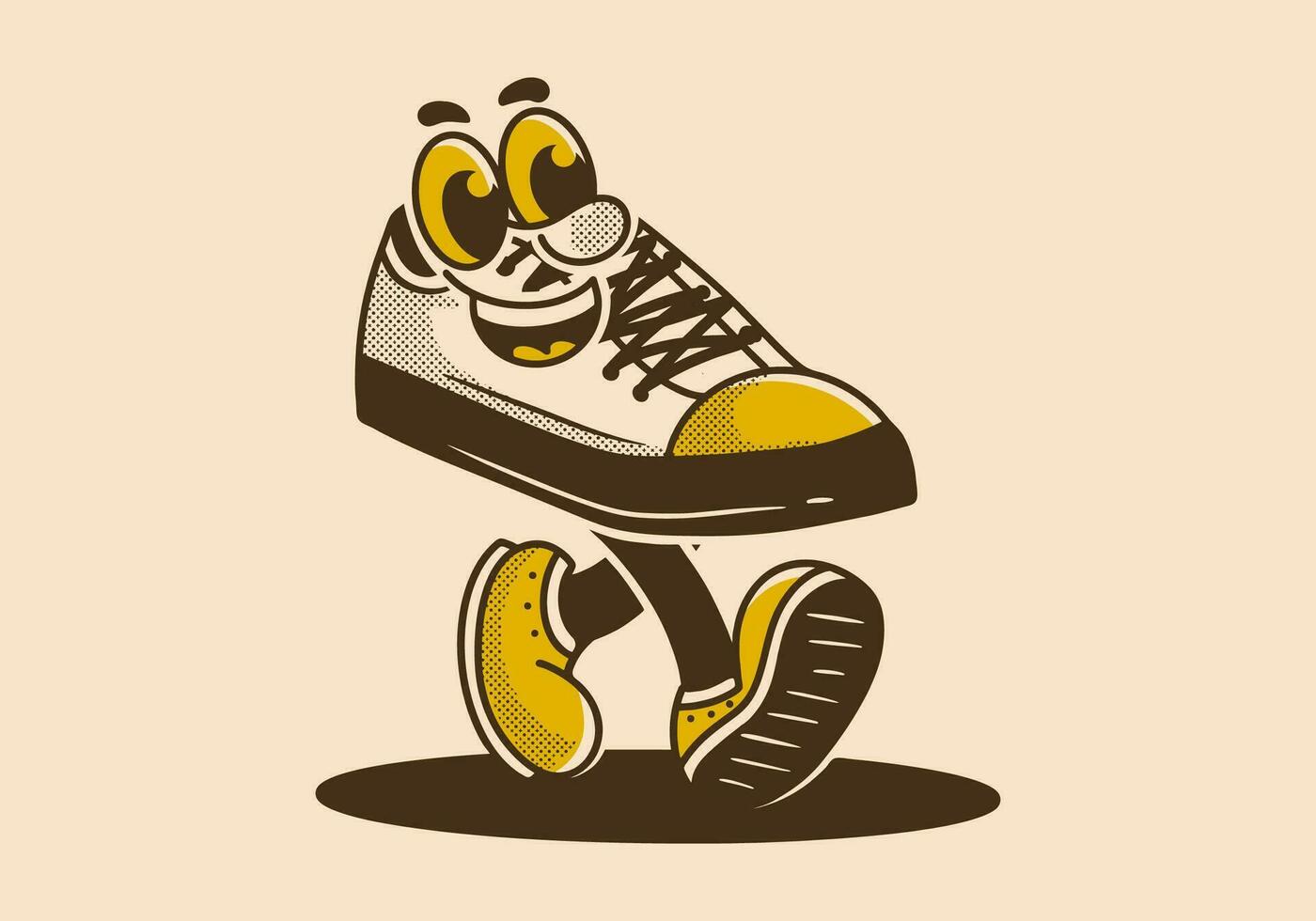 mascotte personnage illustration de en marchant chaussure vecteur