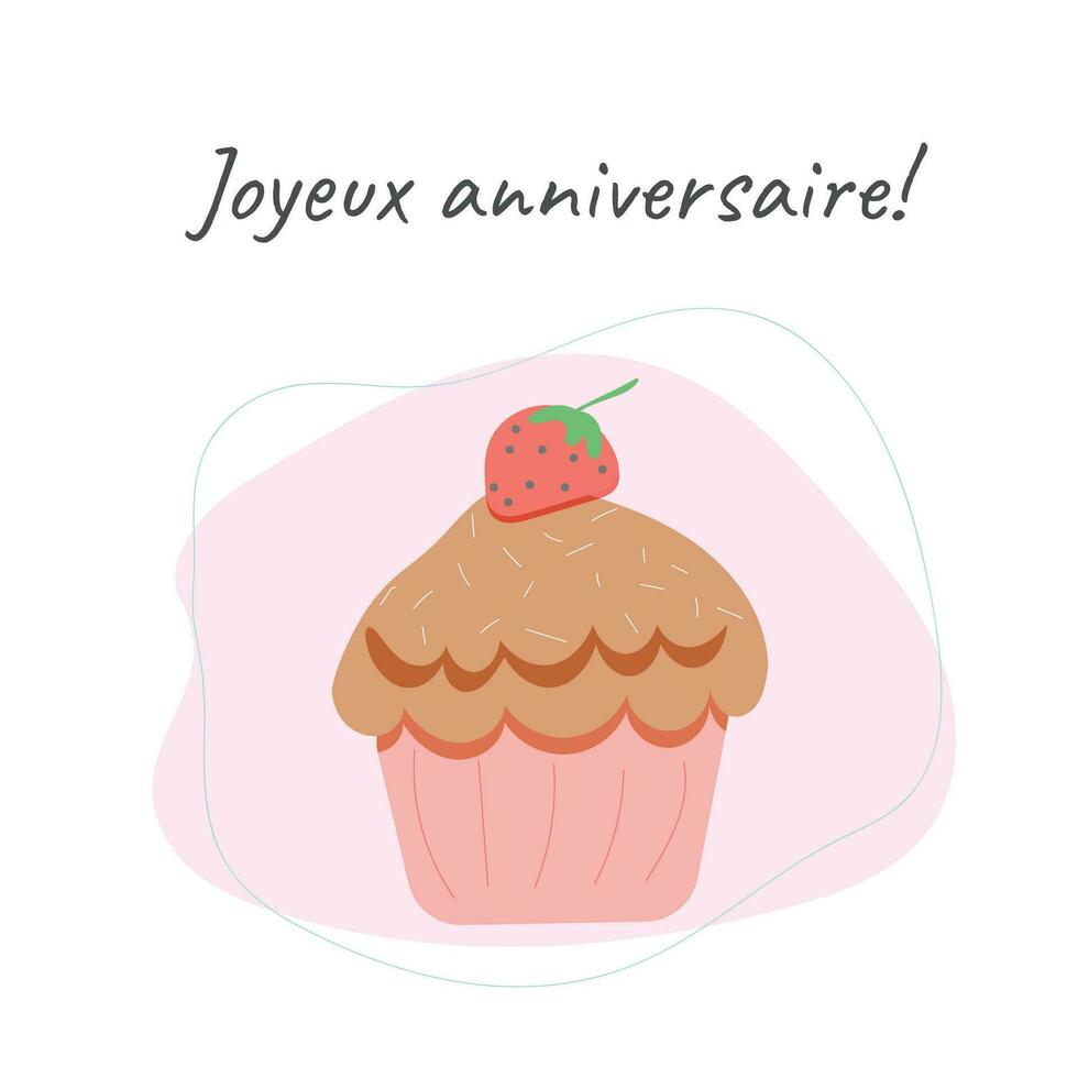 joyeux anniversaire anniversaire carte petit gâteau illustration vecteur