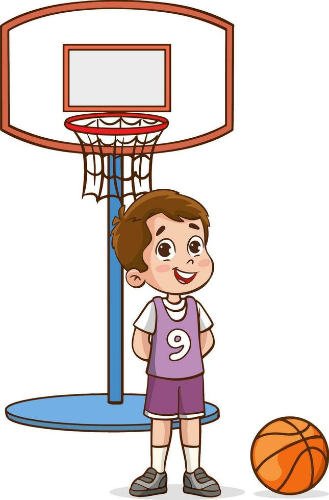 vecteur illustration de mignonne des gamins basketball joueur