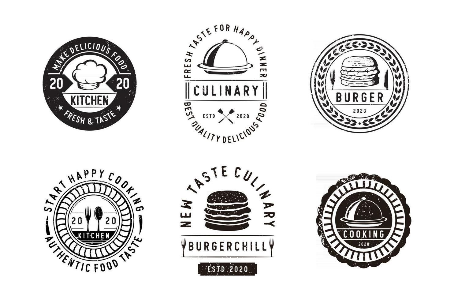 collection classique de logos de restaurants rétro vecteur