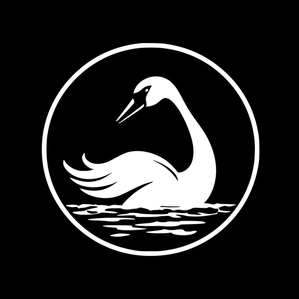 cygne - noir et blanc isolé icône - vecteur illustration