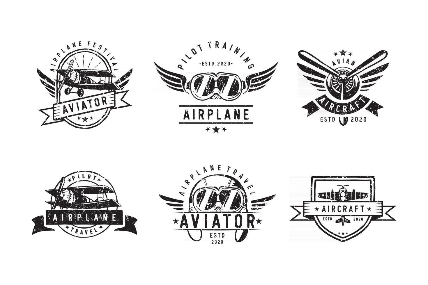 ensemble de conception de logo d'avion vintage vecteur