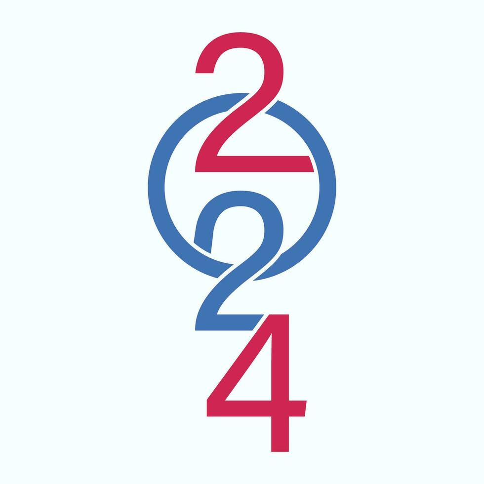 content Nouveau année 2024 avec une rétro typographie concept. 2024 Nouveau année concept pour affiche, social médias Publier calendrier, bannière, prospectus, et modèle vecteur