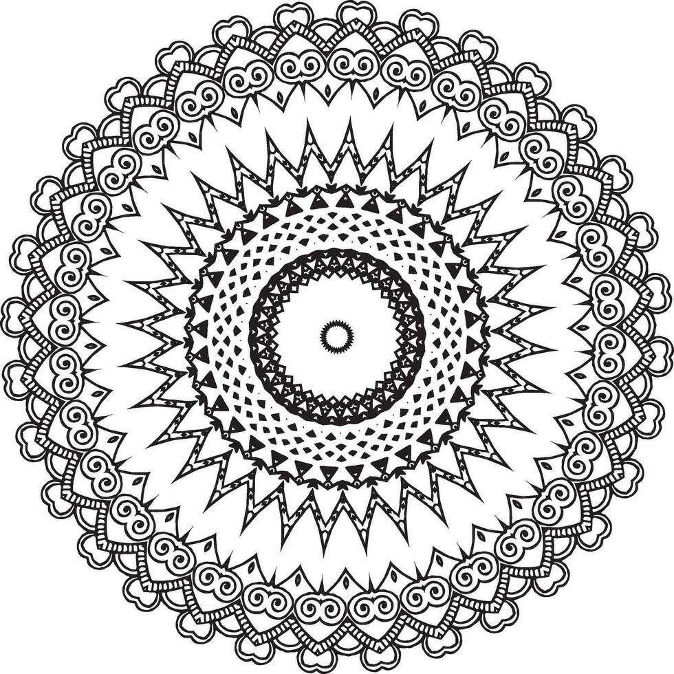 motif circulaire en forme de mandala pour henné, mehndi, tatouage, décoration. ornement décoratif dans un style oriental ethnique. page de livre de coloriage. vecteur