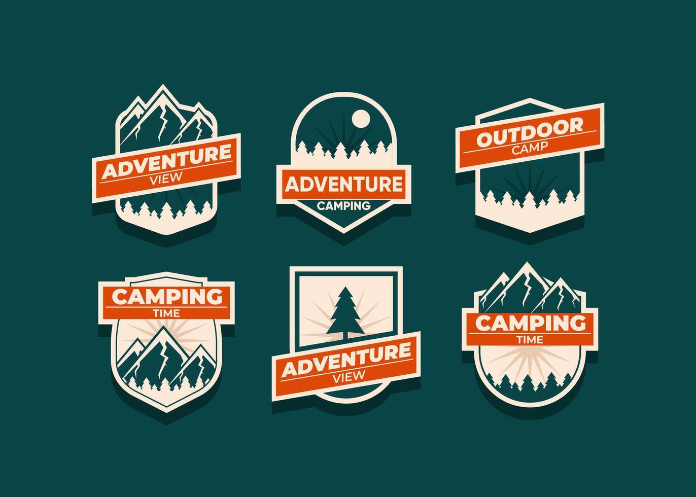 définir le logo et les badges de la montagne. un logo polyvalent pour votre entreprise. illustration vectorielle sur fond sombre vecteur