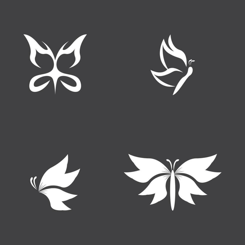 noir silhouette papillon icône et symbole modèle vecteur