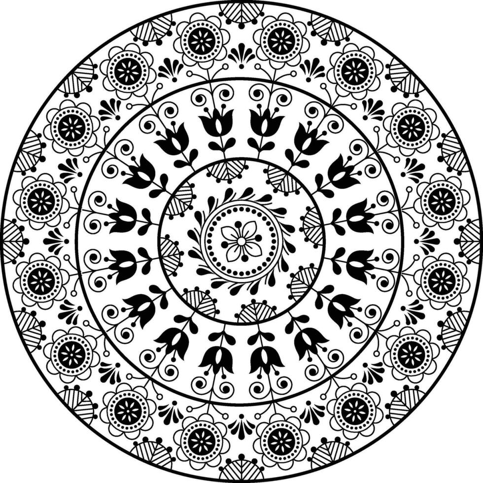 scandinave floral mandala conception, décrit vecteur isolé sur blanc Contexte