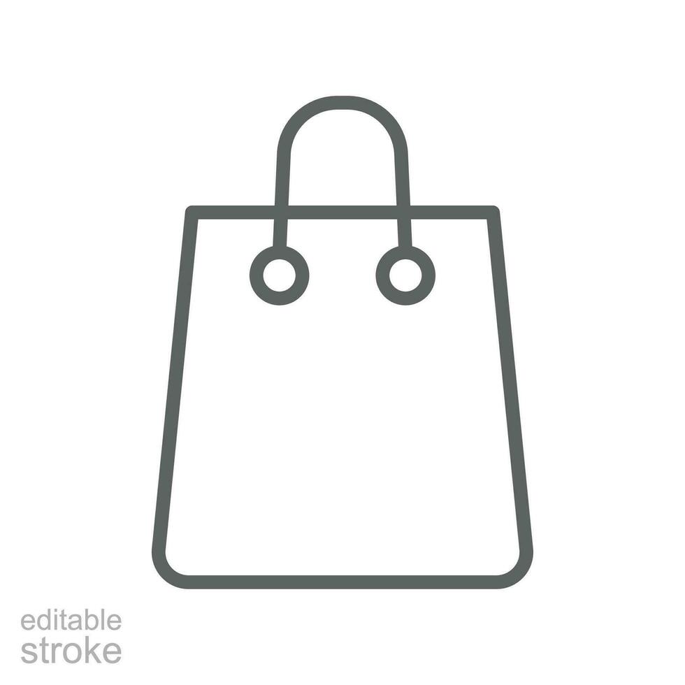 cadeau sac ligne icône. papier achats sac pour boutique en ligne commerce électronique. paquet marché Sac à main, musette. contour Facile pictogramme. modifiable accident vasculaire cérébral. vecteur illustration conception sur blanc Contexte. eps dix