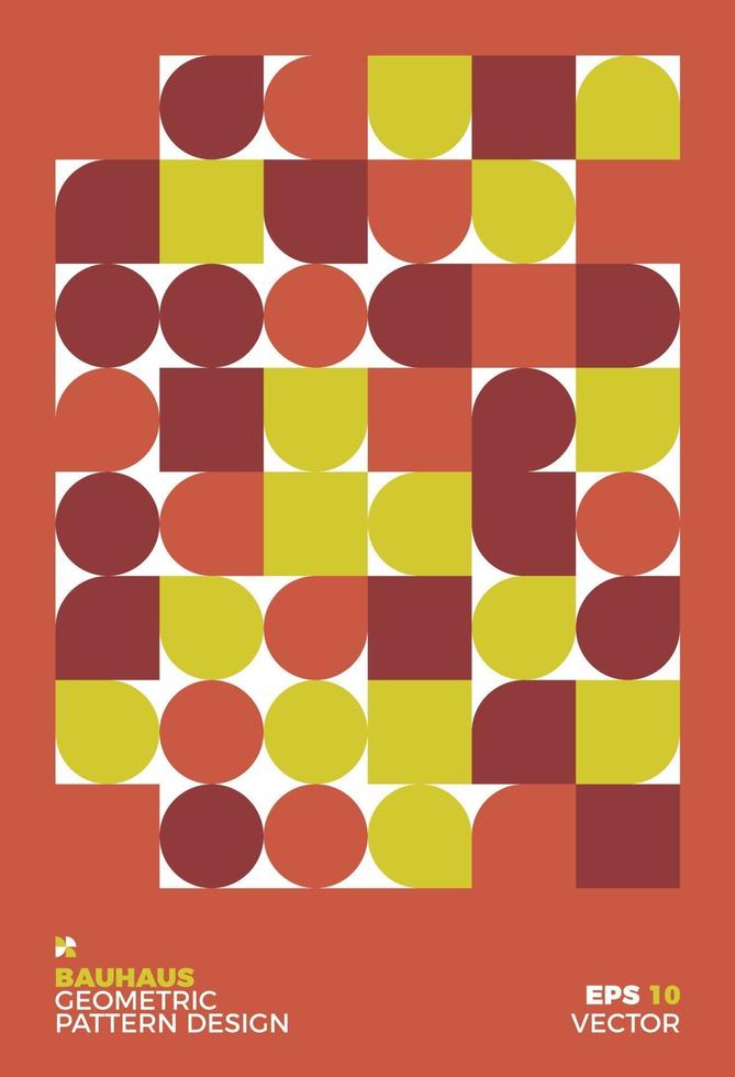 illustration de fond géométrique abstrait bauhaus, vecteur gratuit de formes géométriques murales colorées design plat