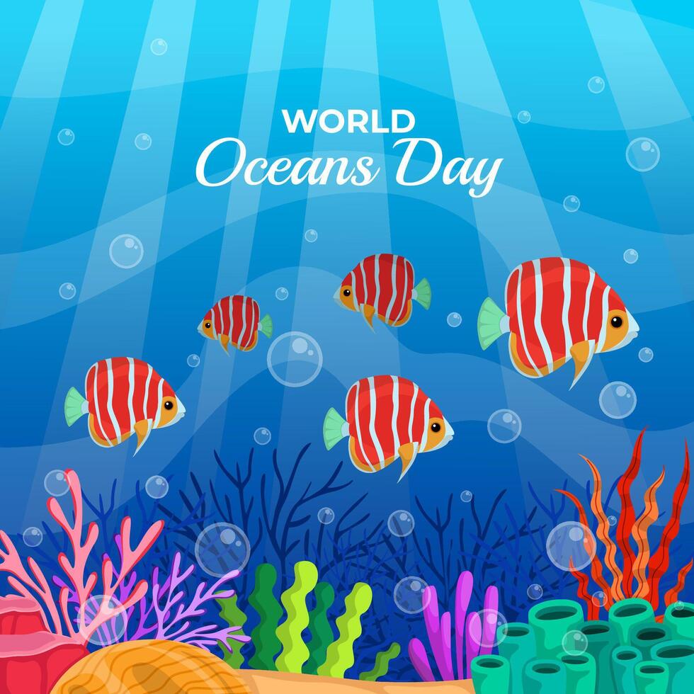 sauver l'océan. conception de la journée mondiale des océans avec l'océan sous-marin. vecteur