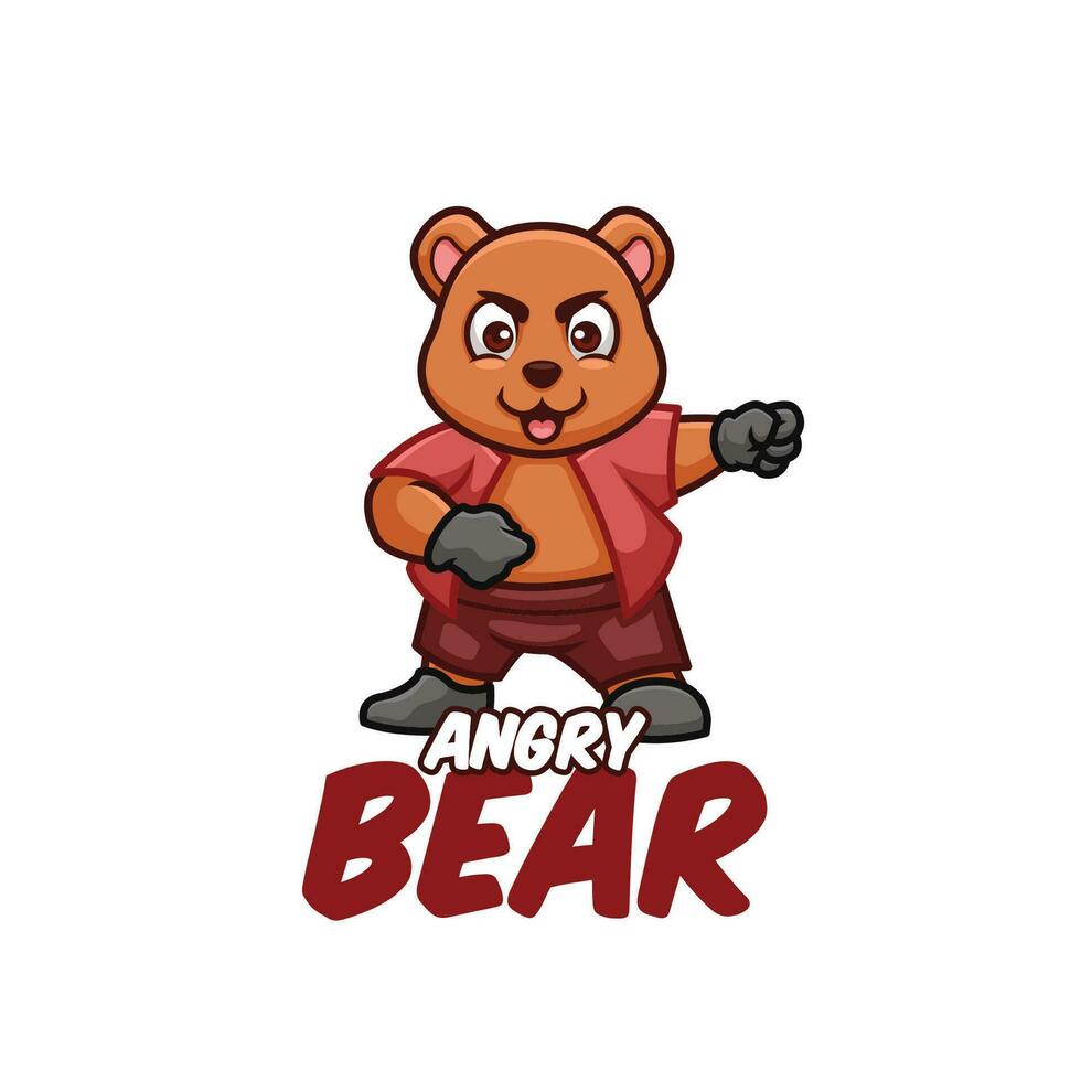 en colère ours dessin animé mascotte logo vecteur