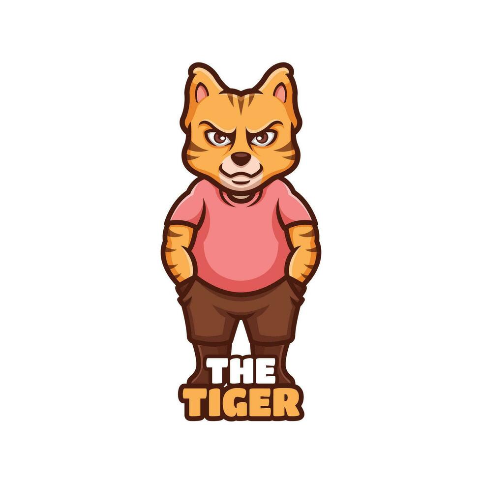 le tigre dessin animé mascotte logo conception vecteur