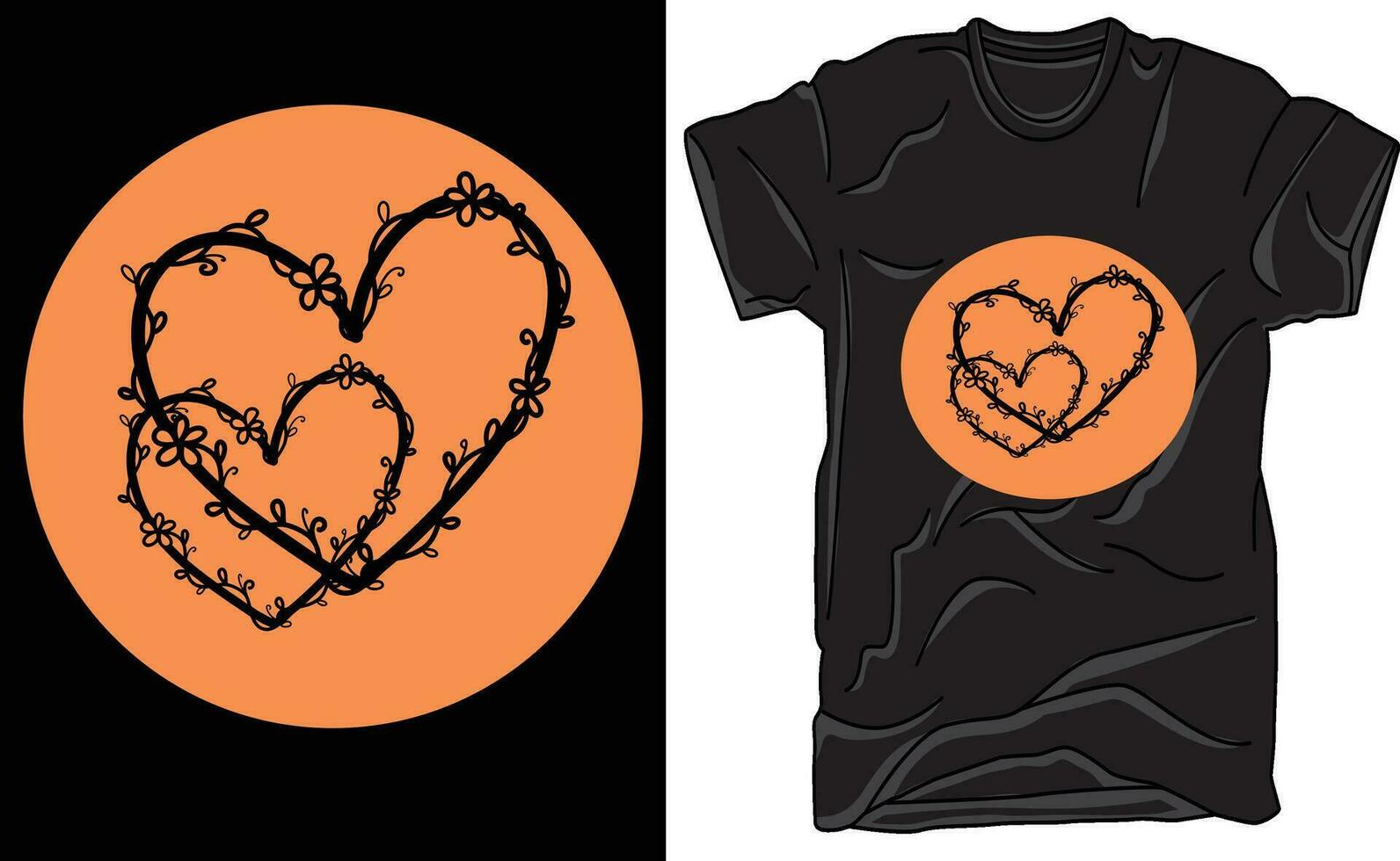 T-shirt deux cœur forme conception, vêtements conception, illustration conception vecteur