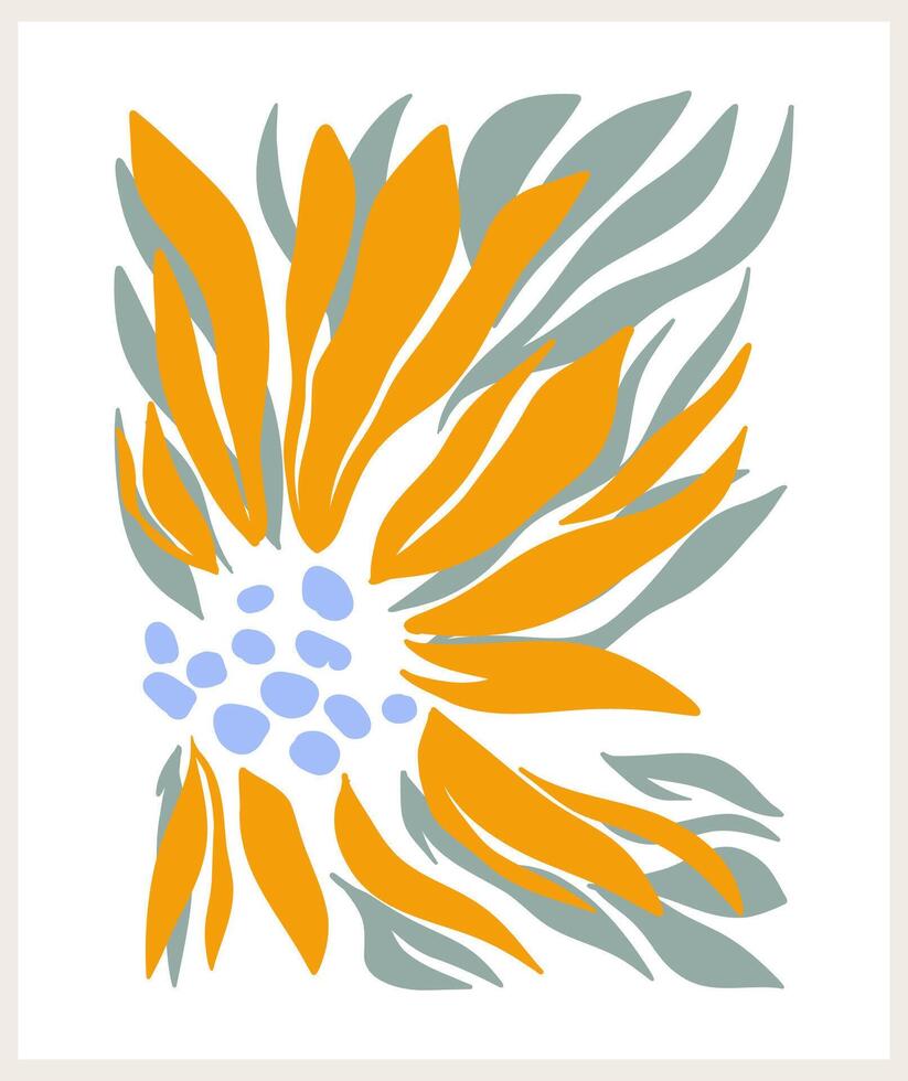 abstrait sensationnel floral affiche y2k. moderne branché minimaliste style. main tiré pour fond d'écran, mur décor, tissu, carte postale, couverture, modèle, bannière. vecteur