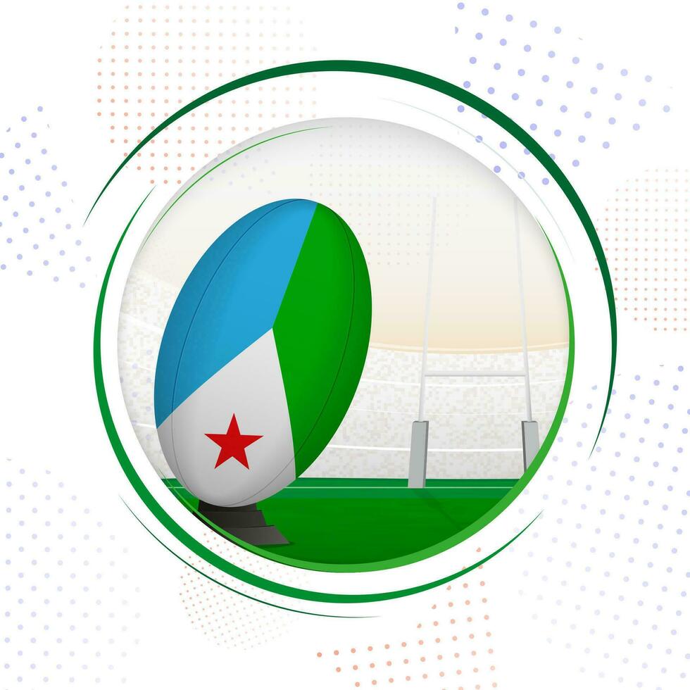 drapeau de djibouti sur le rugby balle. rond le rugby icône avec drapeau de Djibouti. vecteur