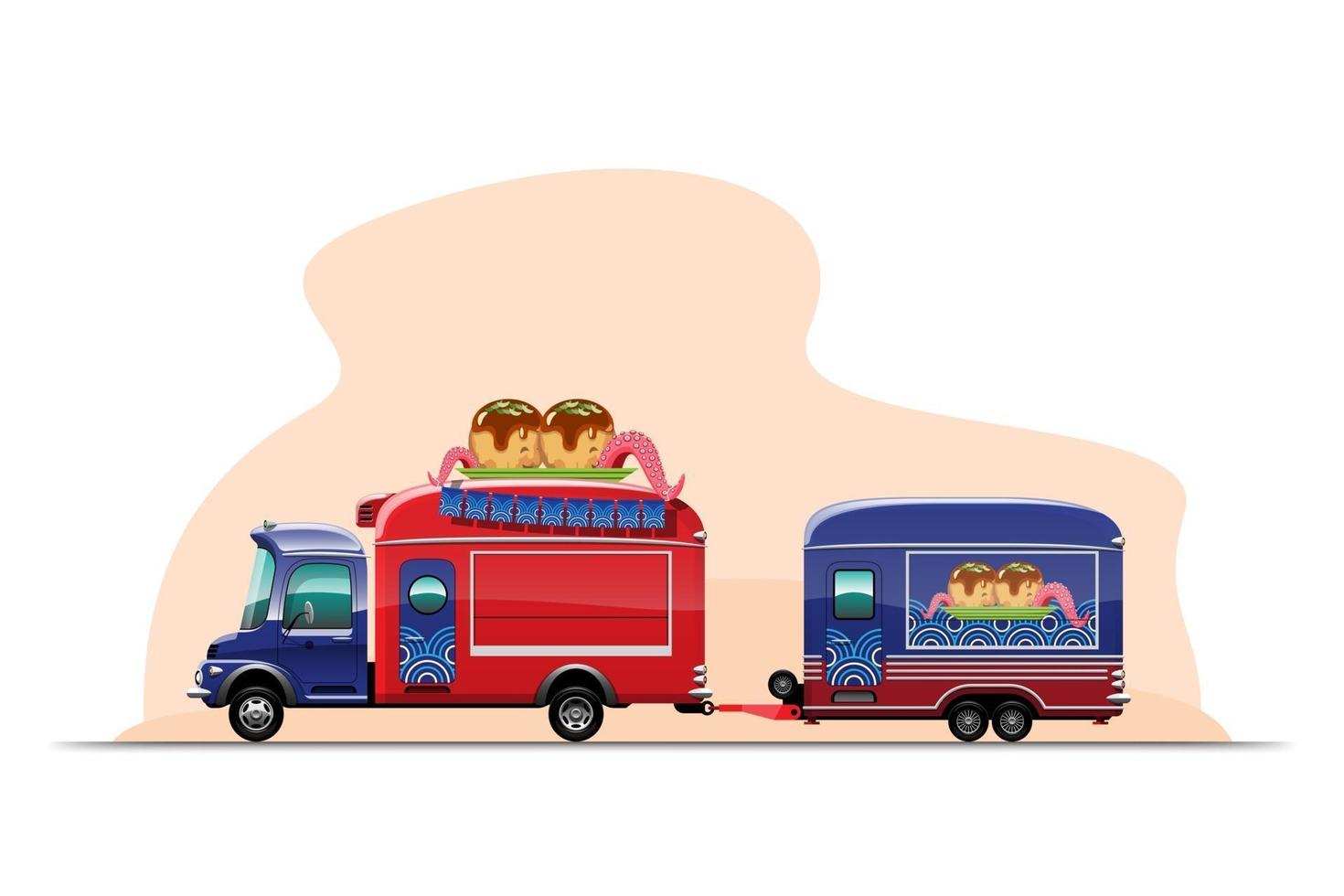 camion de nourriture remorque dessin style design vecteur plat