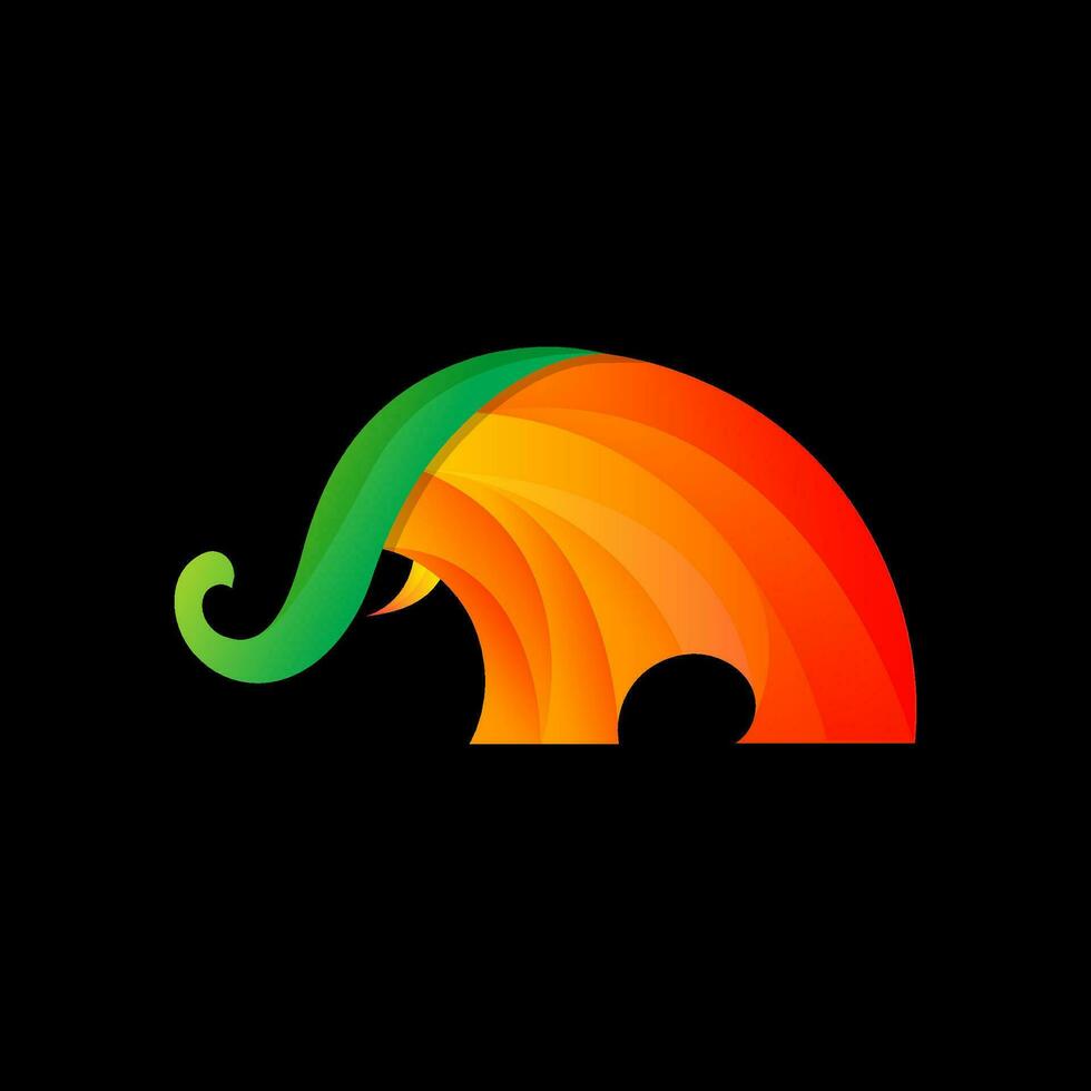 vecteur logo l'éléphant pente coloré style