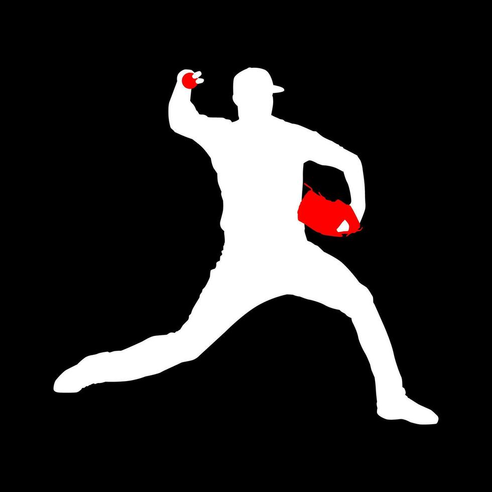 haute détails de base-ball joueur silhouette. minimal symbole et logo de sport. en forme pour élément conception, arrière-plan, bannière, toile de fond, couverture. vecteur eps dix