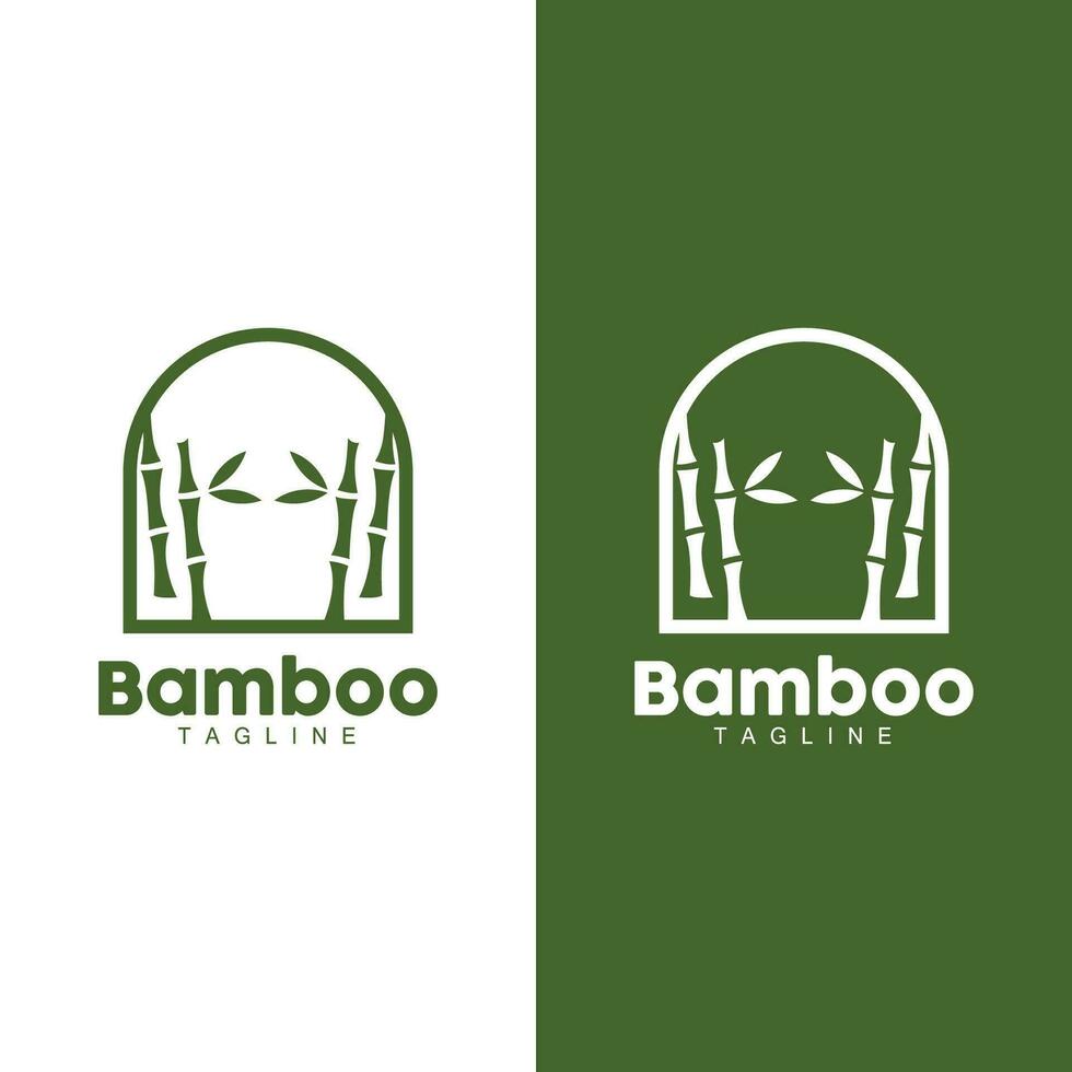 tropical bambou forêt logo, arbre tronc et feuille conception, vecteur illustration symbole