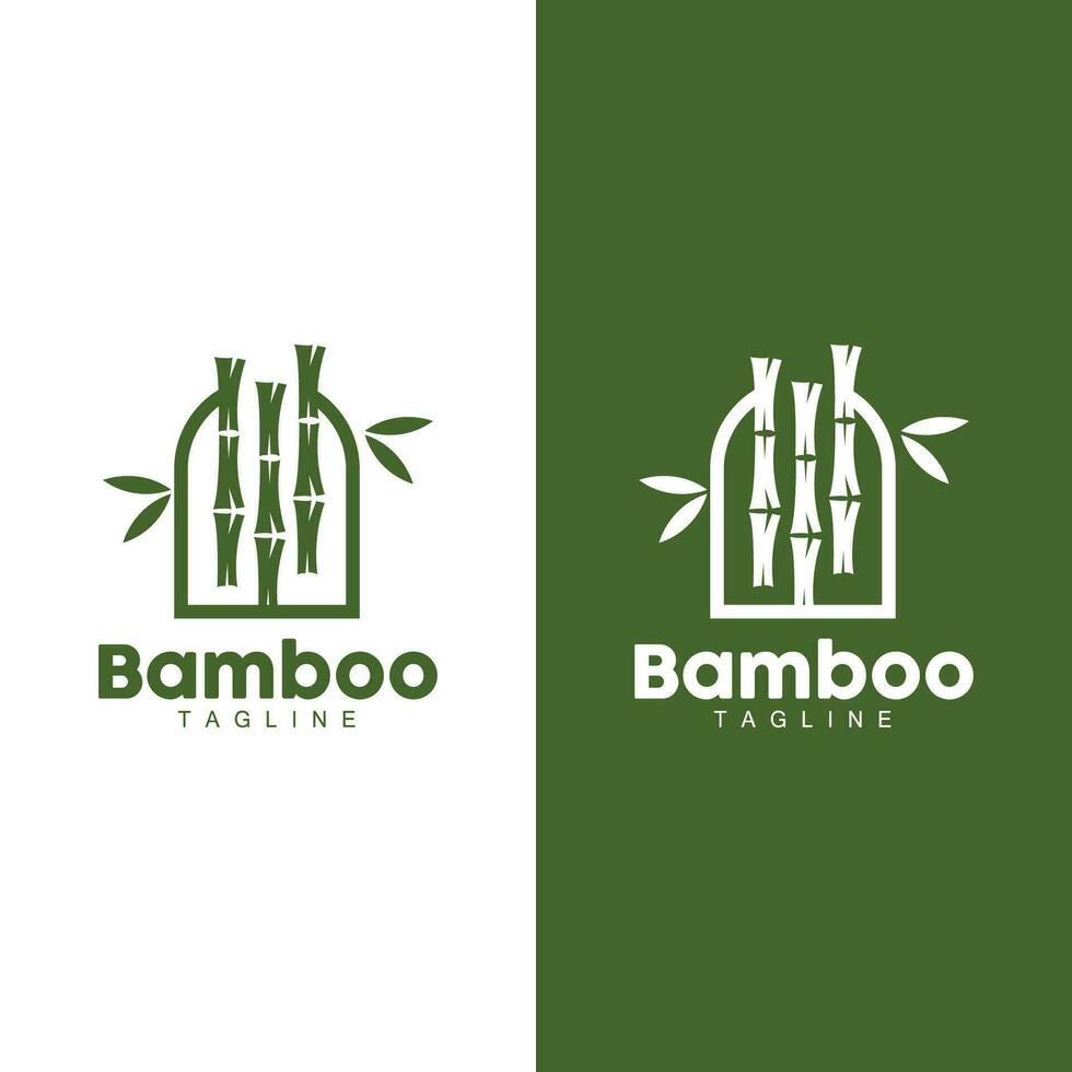 tropical bambou forêt logo, arbre tronc et feuille conception, vecteur illustration symbole