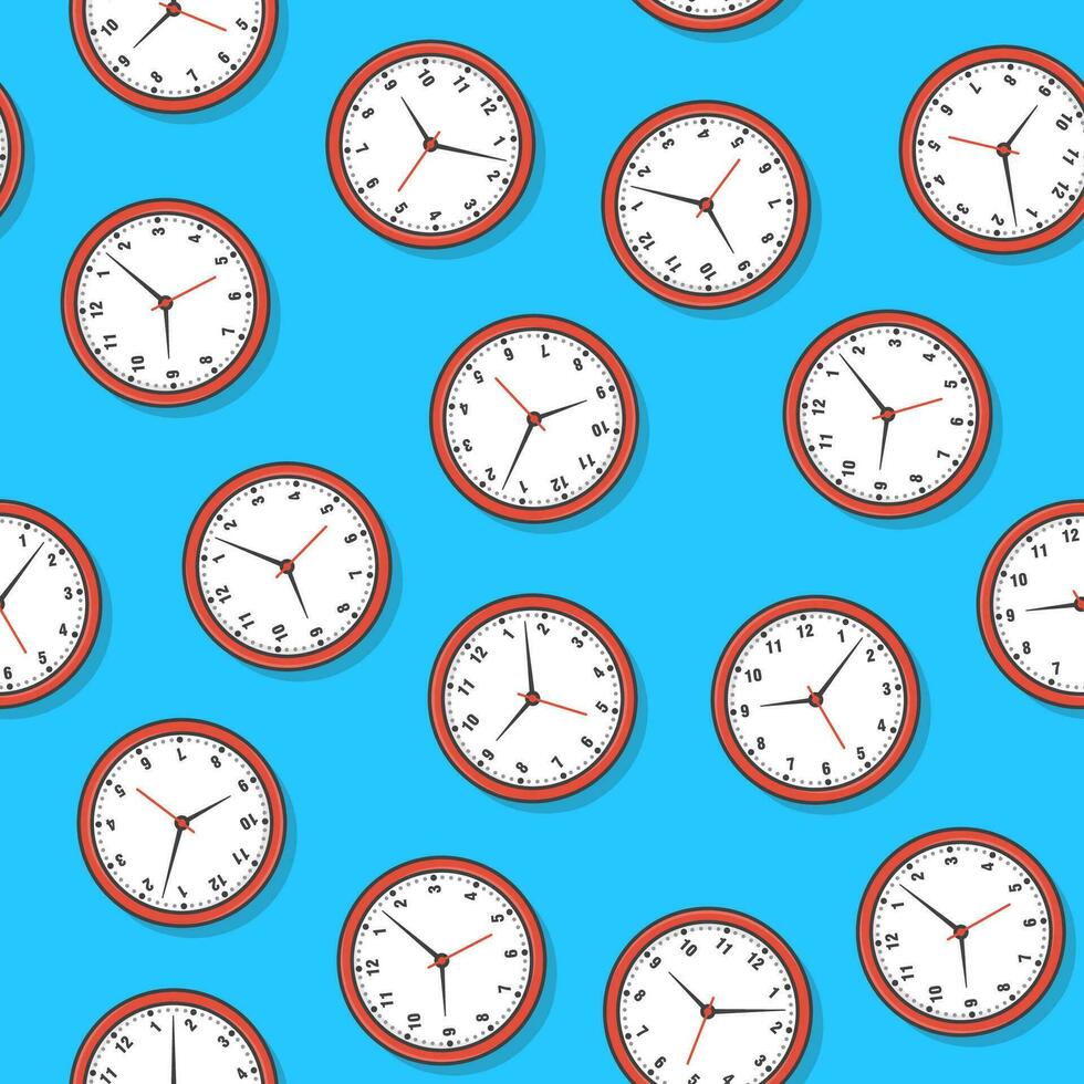 horloges sans couture modèle sur une bleu Contexte. regarder temps l'horloge thème vecteur illustration