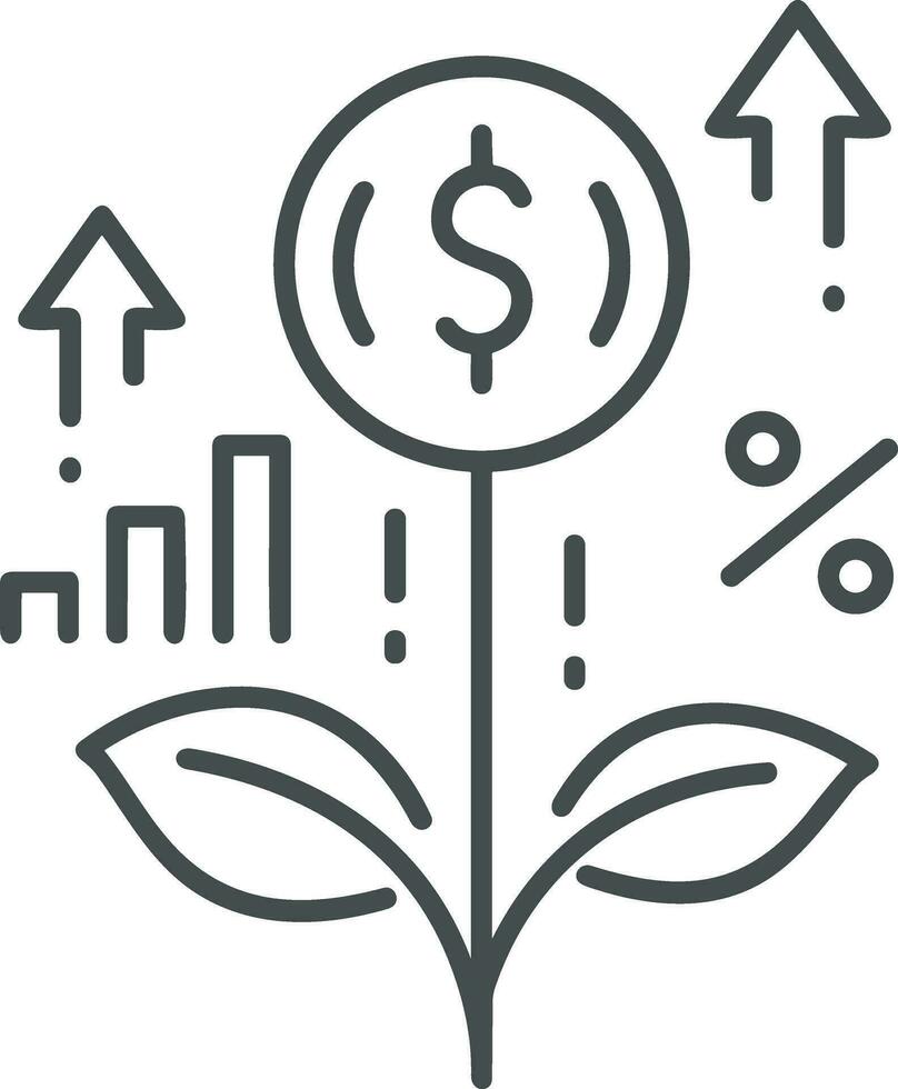 croissance affaires icône symbole vecteur image. illustration de le le progrès contour infographie stratégie développement conception image