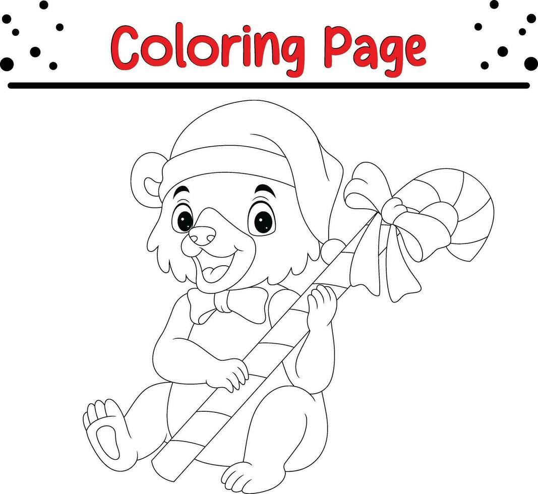 content Noël ours coloration page pour les enfants. vecteur