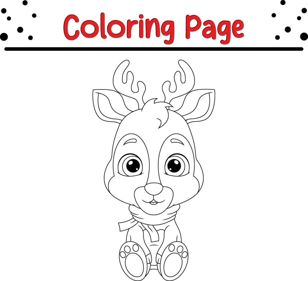 content Noël bébé cerf coloration page pour des gamins vecteur