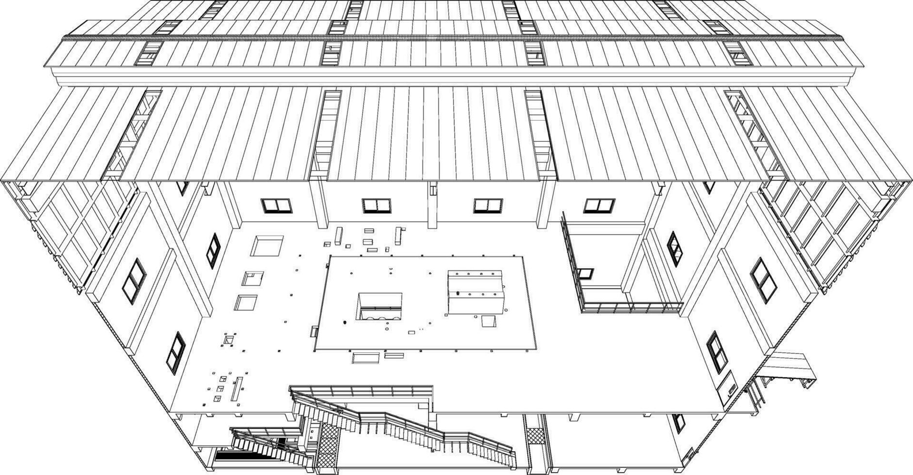 3d illustration de industriel bâtiment vecteur