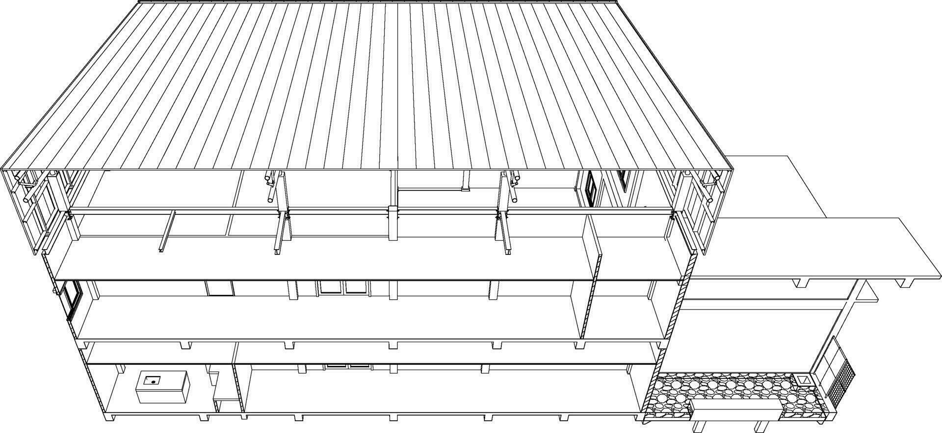 3d illustration de industriel bâtiment vecteur