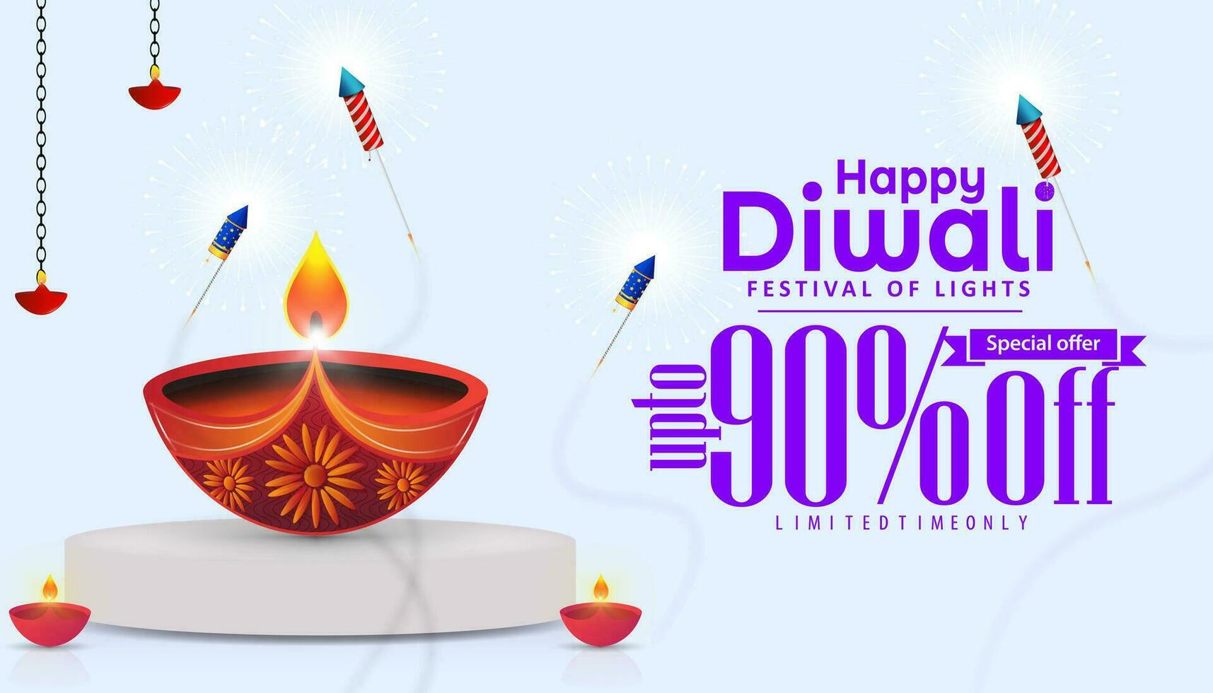 content diwali vente affiche ou bannière conception et remise étiqueter. vecteur illustration