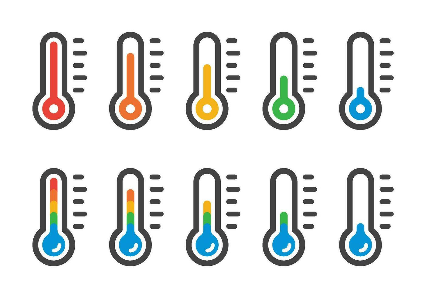 thermomètre icône ensemble, vecteur et illustration