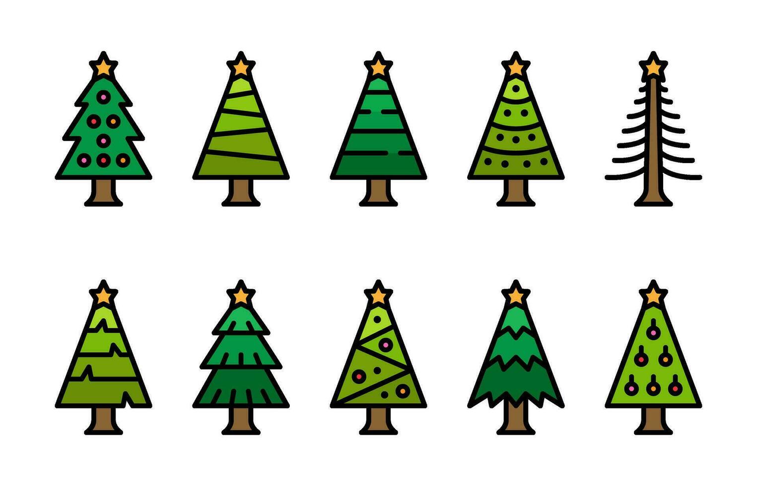 Noël arbre rempli contour icône, vecteur et illustration
