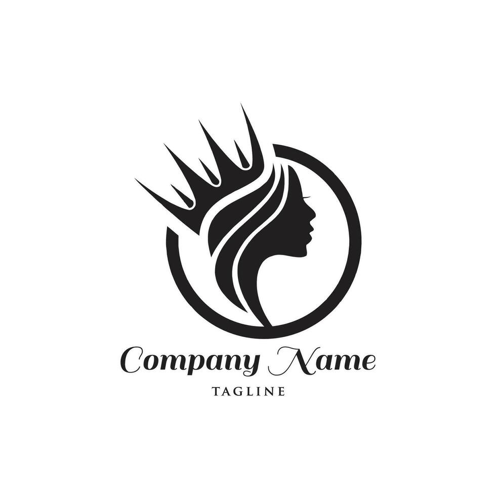 beauté Dame cheveux logo conception vecteur