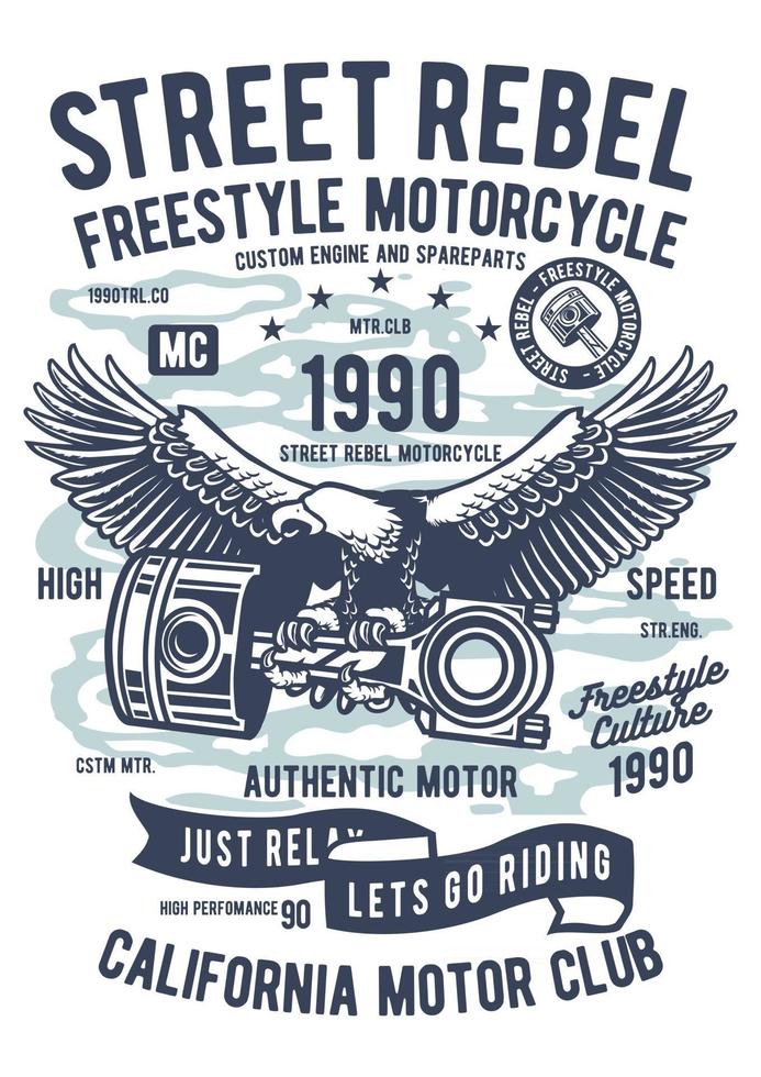 insigne vintage de moto rebelle de rue, conception d'insigne rétro vecteur