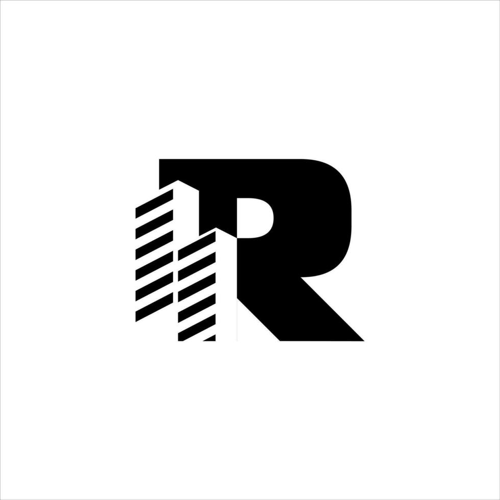 r initiale bâtiment logo conception vecteur symbole graphique