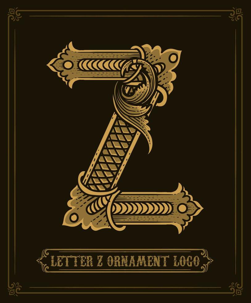 ancien ornement logo lettre z - vecteur logo