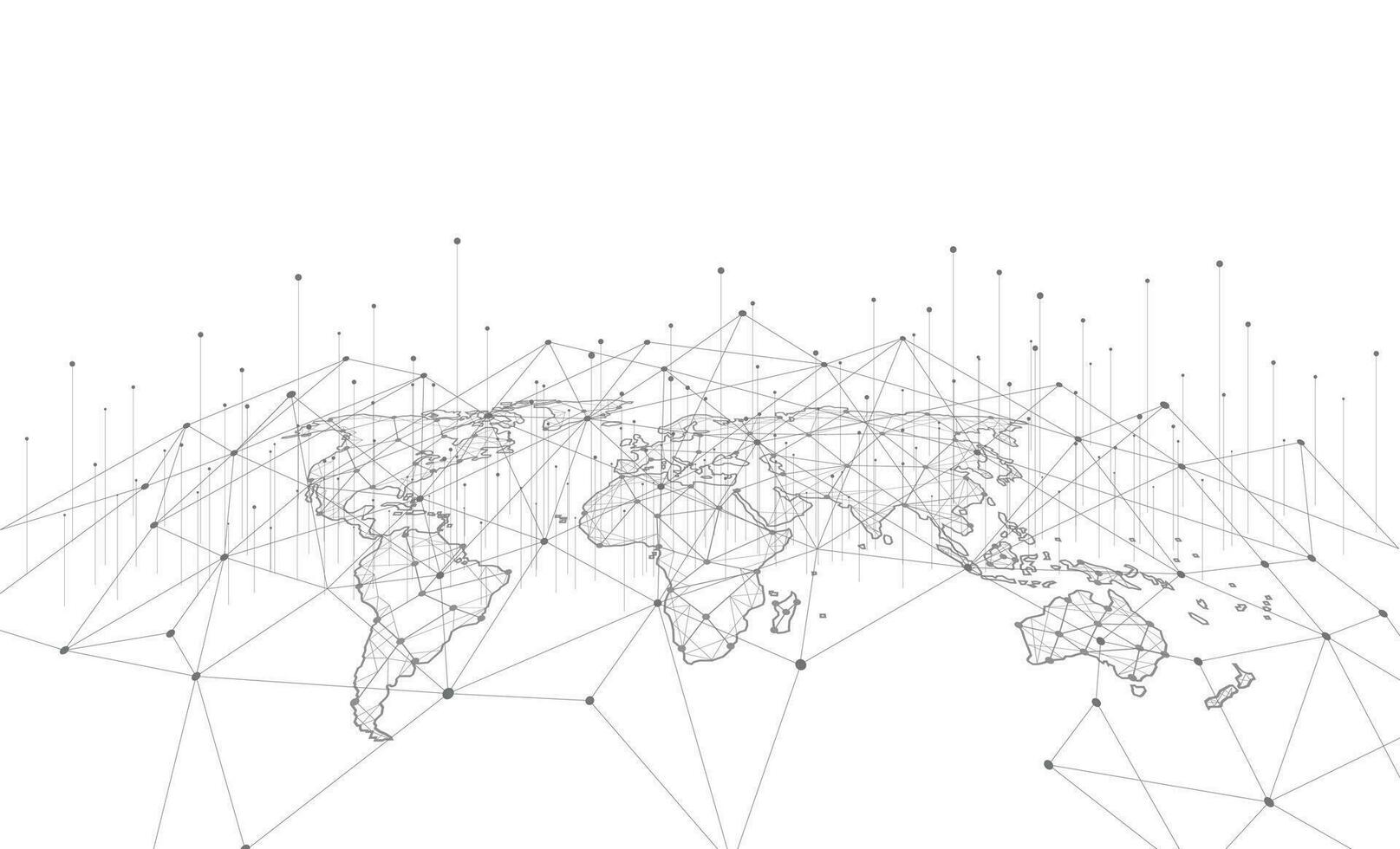 connexion réseau mondiale. concept de composition de point et de ligne de carte du monde du commerce mondial. illustration vectorielle vecteur